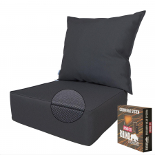 Warmtekussen lounge carré 60x60x20cm met rug 60x60cm - Ribera dark grey (waterafstotend)