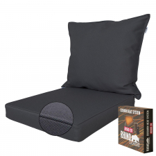 Warmtekussen lounge carré 60x70cm met rug 60x60cm - Ribera dark grey (waterafstotend)